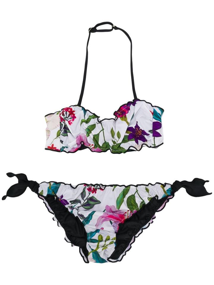 Mc2 Saint Barth Kids Floral Frou Frou Bikini - White