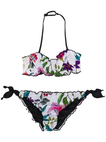 Mc2 Saint Barth Kids Floral Frou Frou Bikini - White