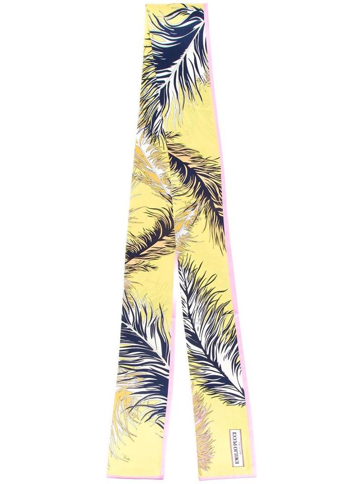 Emilio Pucci Feather Print Scarf, Women's, Yellow/orange, Silk