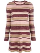 Twin-set Glitter Striped Dress - Pink & Purple