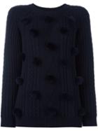Chinti And Parker 'aran' Pom Pom Sweater, Women's, Size: Xs, Blue, Merino
