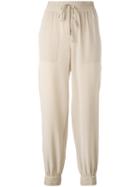 Theory - Drawstring Trousers - Women - Silk - 2, Nude/neutrals, Silk