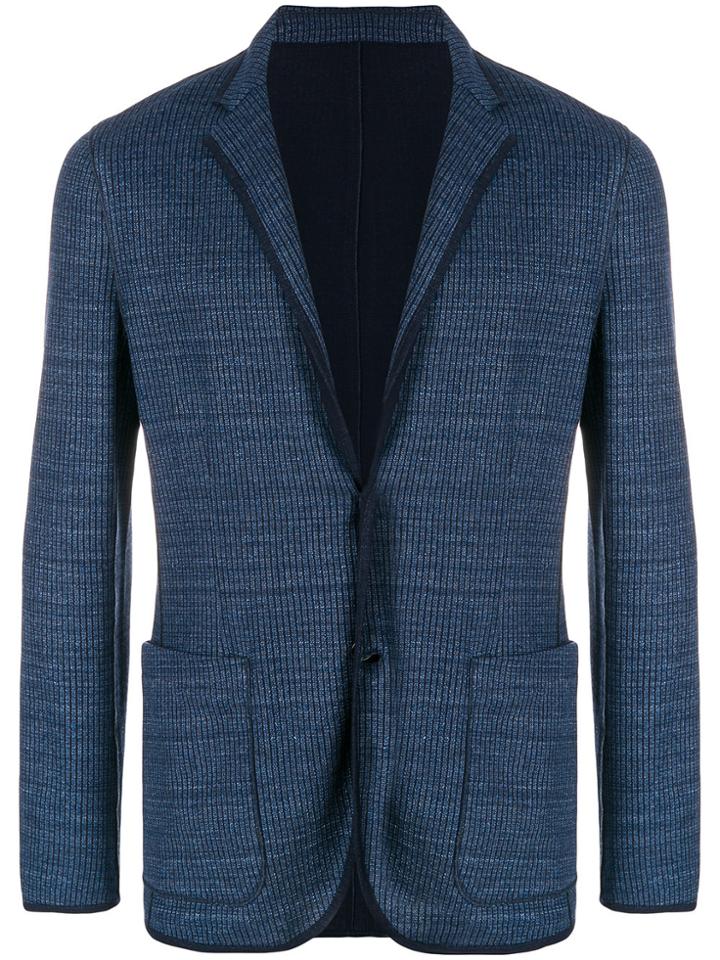 Paolo Pecora Single Breasted Knit Blazer - Blue