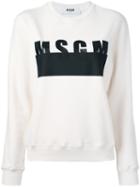 Msgm - Logo Print Sweatshirt - Women - Cotton - Xs, Nude/neutrals, Cotton