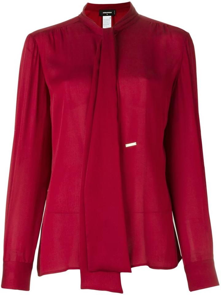 Dsquared2 Scarf Detail Blouse, Women's, Size: 42, Red, Silk/polyamide/spandex/elastane