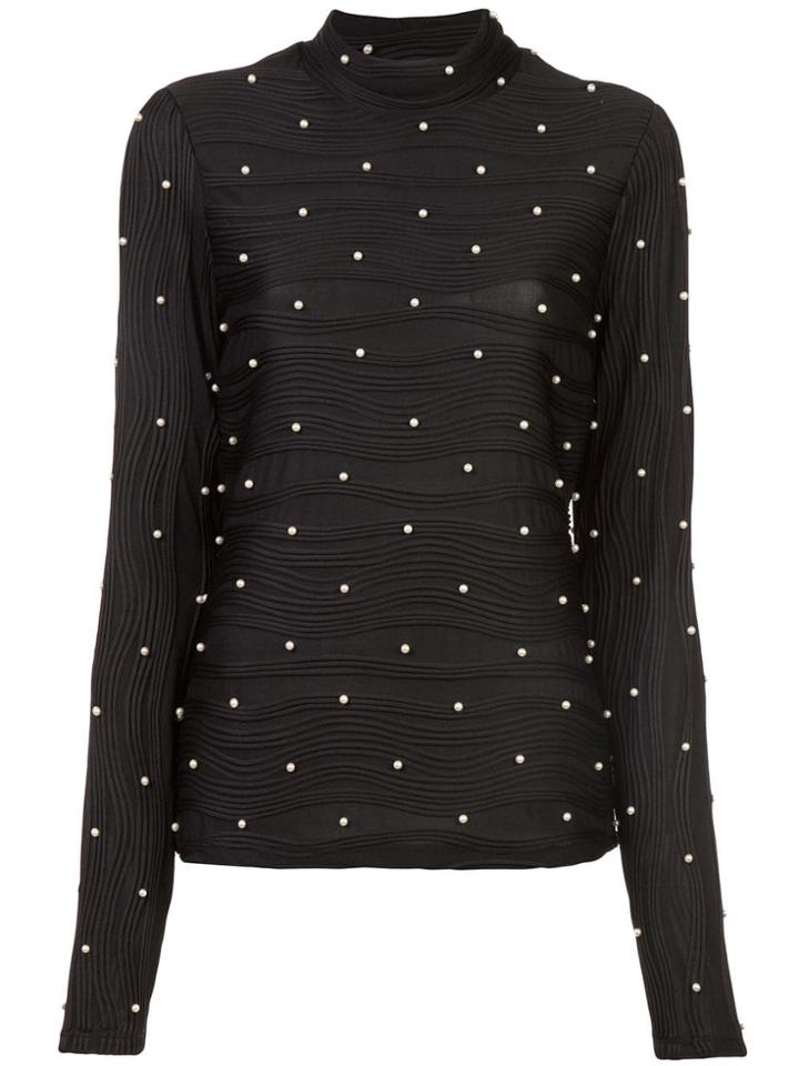 Prabal Gurung Faux Pearls Embellished Top - Black