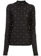 Prabal Gurung Faux Pearls Embellished Top - Black