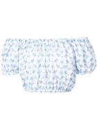 Lisa Marie Fernandez Floral Print Off The Shoulder Crop Top - White