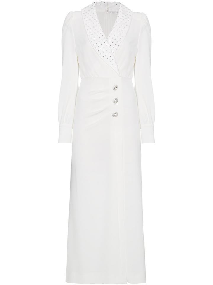 Alessandra Rich V-neck Stud Embellished Maxi Wrap Dress - White