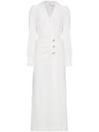 Alessandra Rich V-neck Stud Embellished Maxi Wrap Dress - White