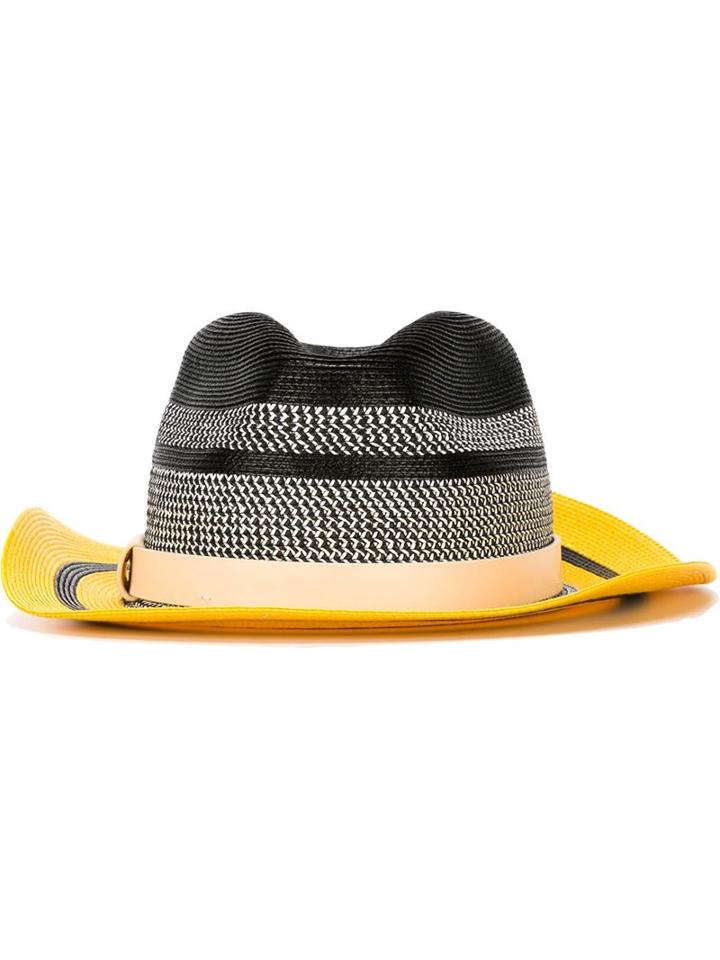 Etro Striped Colour Block Hat, Men's, Size: S, Black, Straw/viscose/polyester/cotton