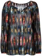 Patterned Sheer Gypsy Blouse, Women's, Size: 38, Black, Silk/lurex, Saint Laurent