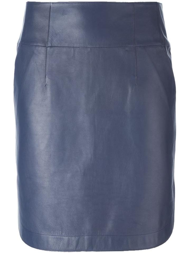 Jil Sander Navy High Waist Skirt, Women's, Size: 36, Blue, Lamb Skin