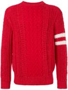 Coohem Striped Patch Sweater - Red