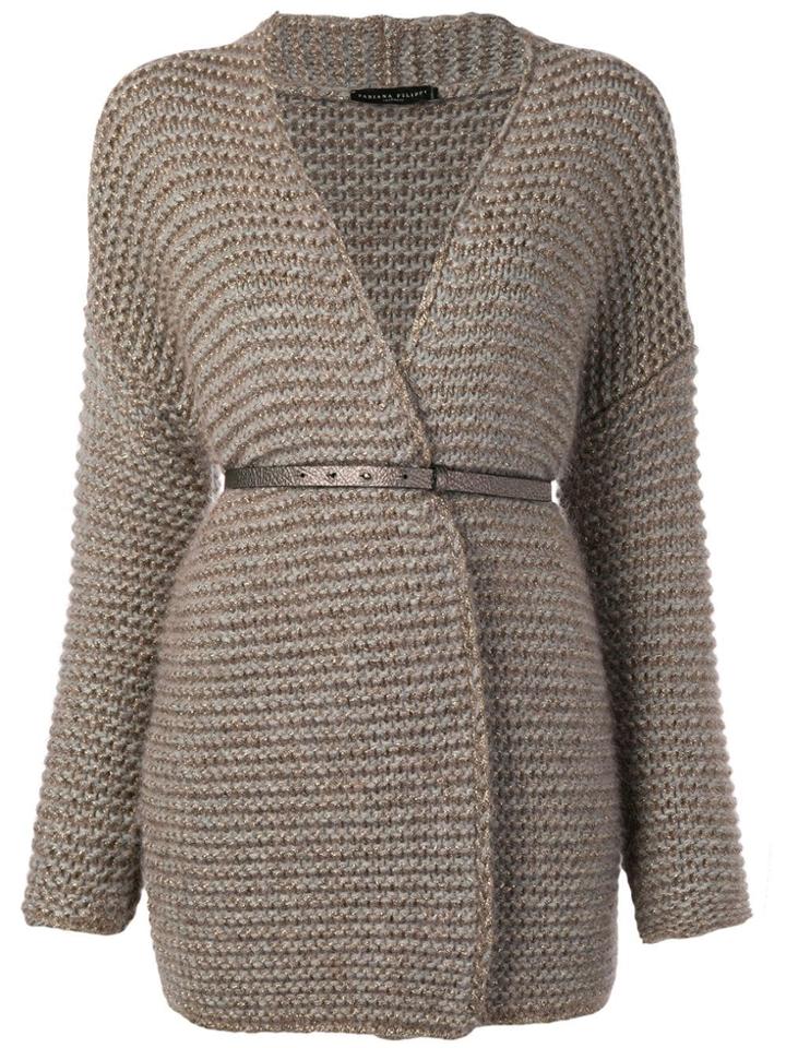 Fabiana Filippi Belted Knitted Coat - Brown