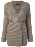 Fabiana Filippi Belted Knitted Coat - Brown