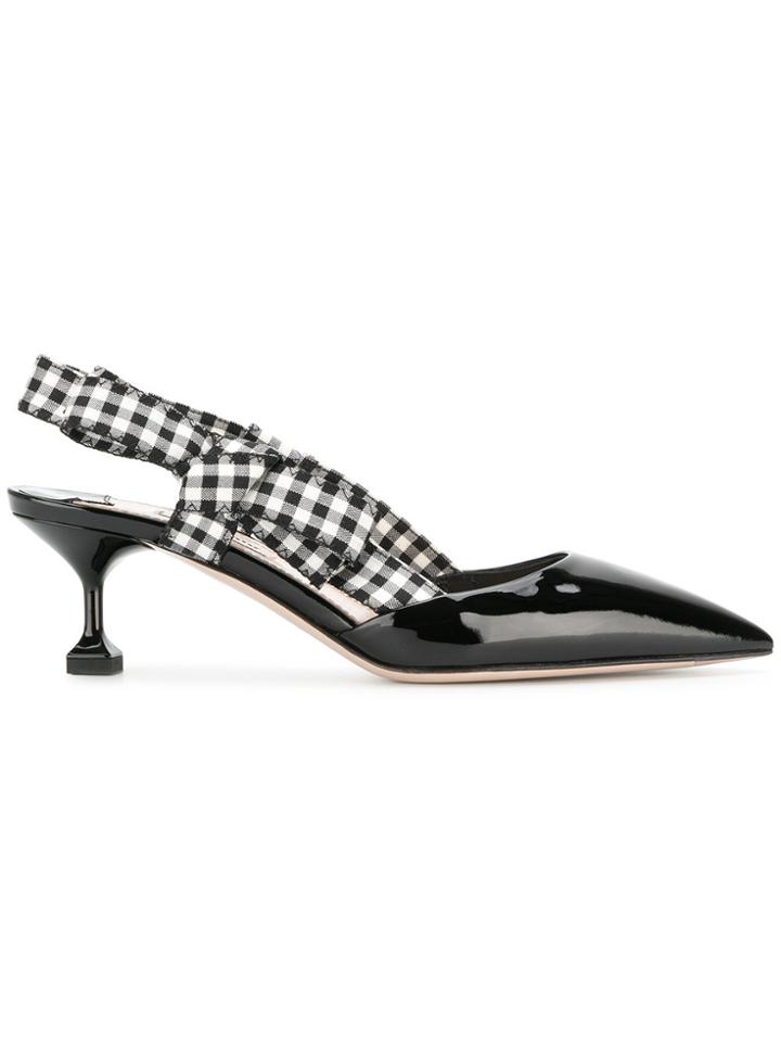 Miu Miu Gingham Detail Pumps - Black