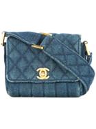 Chanel Vintage Cc Logo Mini Denim Shoulder Bag - Blue