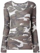 Majestic Filatures Camouflage Scoop Neck Jumper, Women's, Size: 3, Green, Cotton/linen/flax/polyamide/tencel