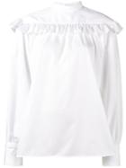 Helmut Lang - Ruffled Long Sleeve Blouse - Women - Cotton - L, White, Cotton
