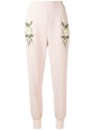 Stella Mccartney - Floral Cuffed Trousers - Women - Cotton/spandex/elastane/acetate/viscose - 40, Women's, Nude/neutrals, Cotton/spandex/elastane/acetate/viscose