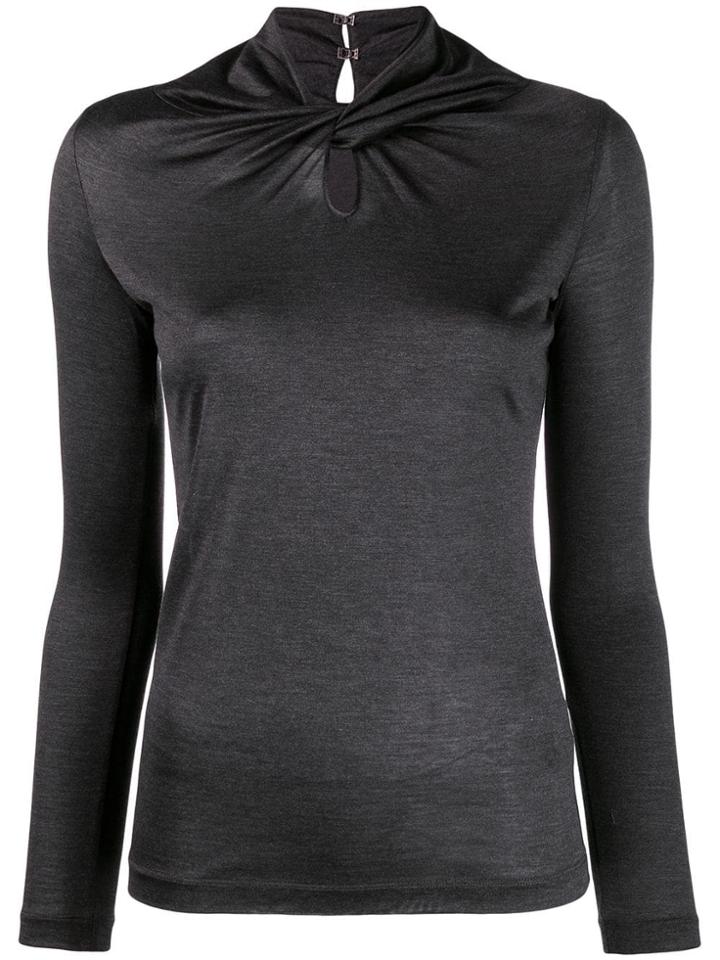 Fabiana Filippi Twisted-neck Silk Top - Grey