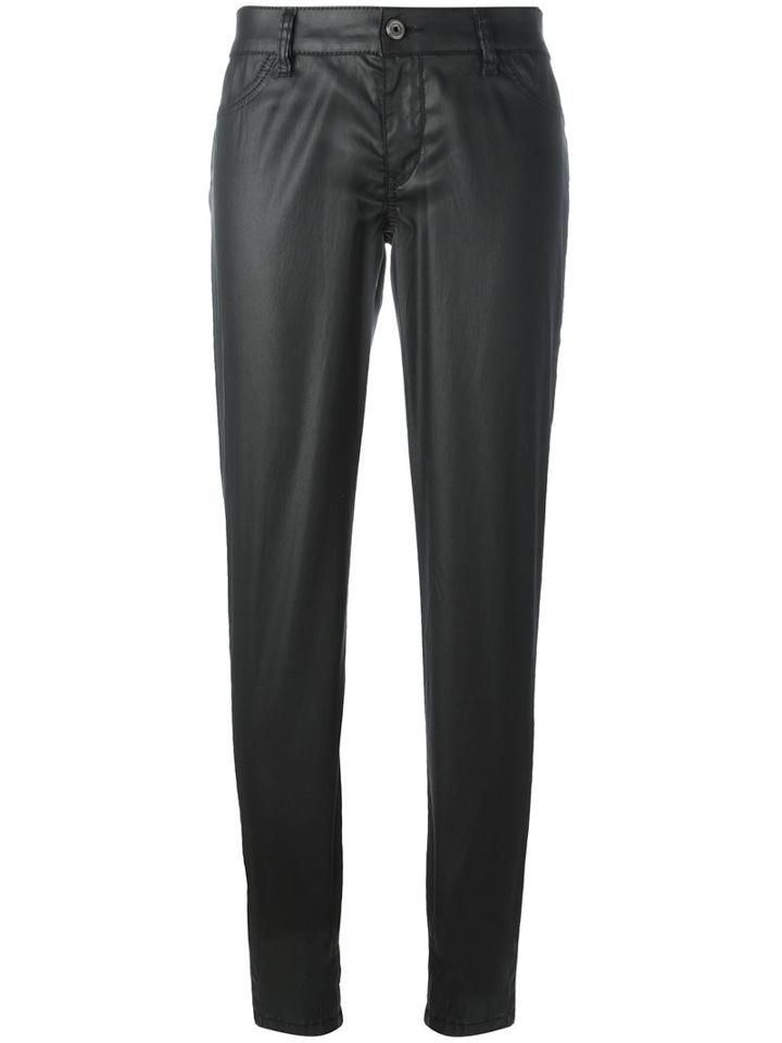 Just Cavalli Leather Effect Trousers, Women's, Size: 29, Black, Cotton/lyocell/spandex/elastane