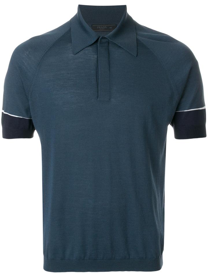 Prada Contrast Sleeves Polo Shirt - Blue