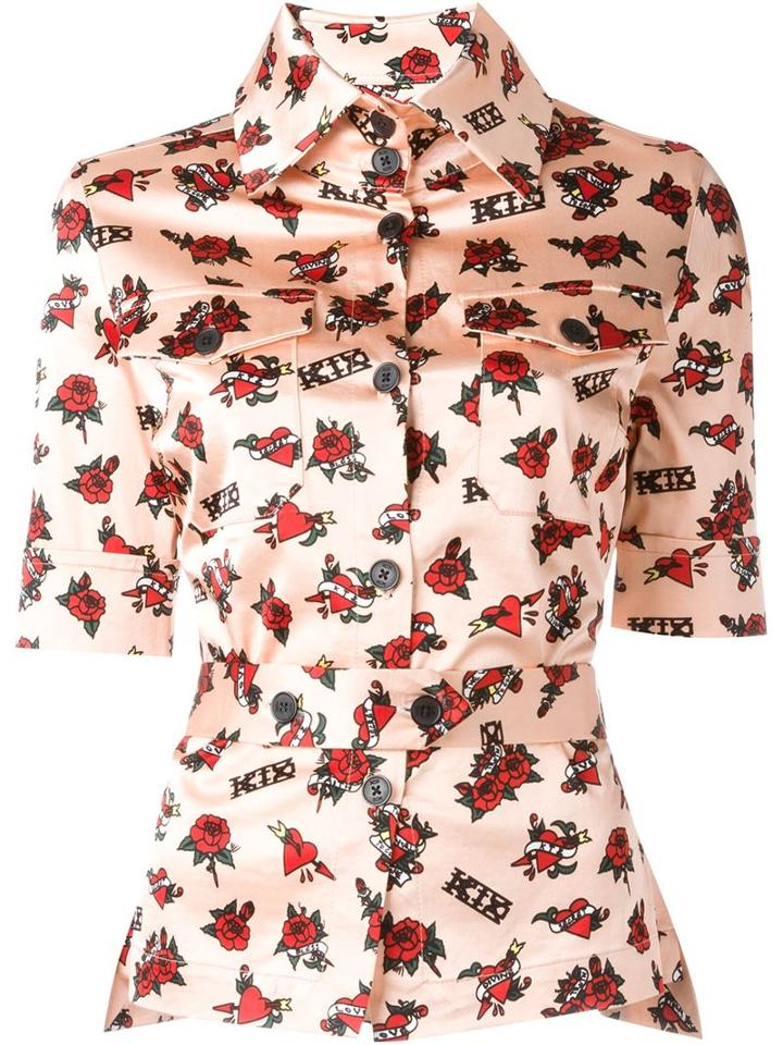 Ktz Tattoo Print Belted Shirt