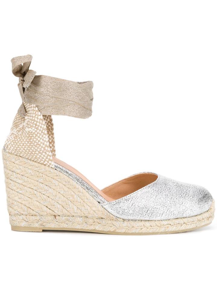 Castañer Carina Wedge Espadrilles - Silver