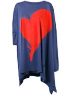 Vivienne Westwood Red Label - Heart Print Asymmetric T-shirt - Women - Cotton - One Size, Blue, Cotton