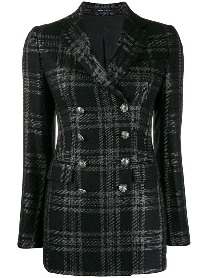 Tagliatore Plaid Double-breasted Jacket - Blue