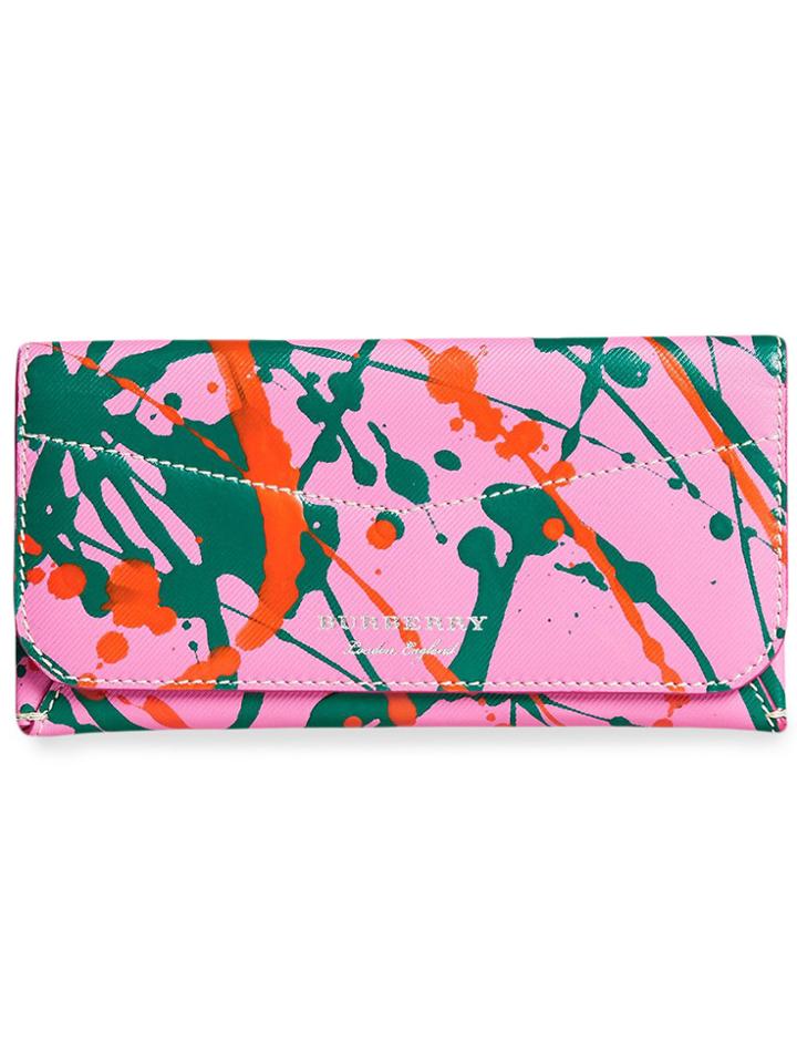 Burberry Splash Trench Leather Envelope Wallet - Pink & Purple