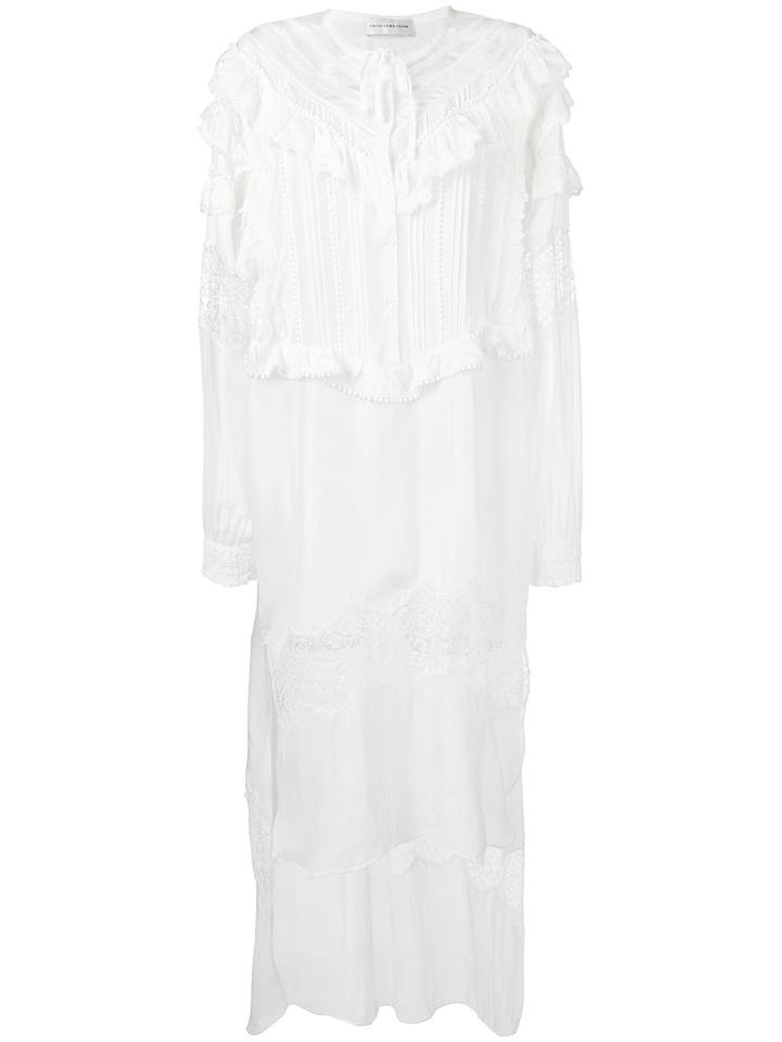 Faith Connexion - Lace Trim Ruffle Dress - Women - Silk/cotton/polyamide - S, Women's, White, Silk/cotton/polyamide