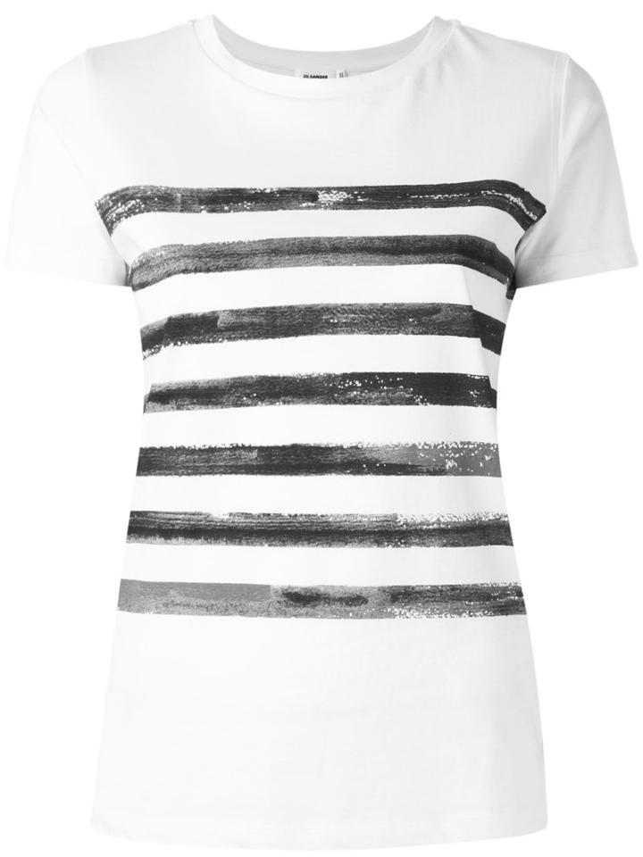 Jil Sander Striped T-shirt, Women's, Size: Medium, White, Cotton