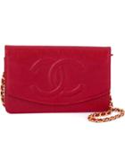 Chanel Vintage Logo Detail Wallet Crossbody Bag - Red