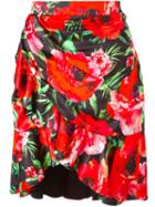 Balmain Floral Print Draped Skirt, Women's, Size: 36, Silk/viscose