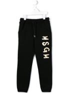 Msgm Kids Logo Print Track Pants, Boy's, Size: 8 Yrs, Black