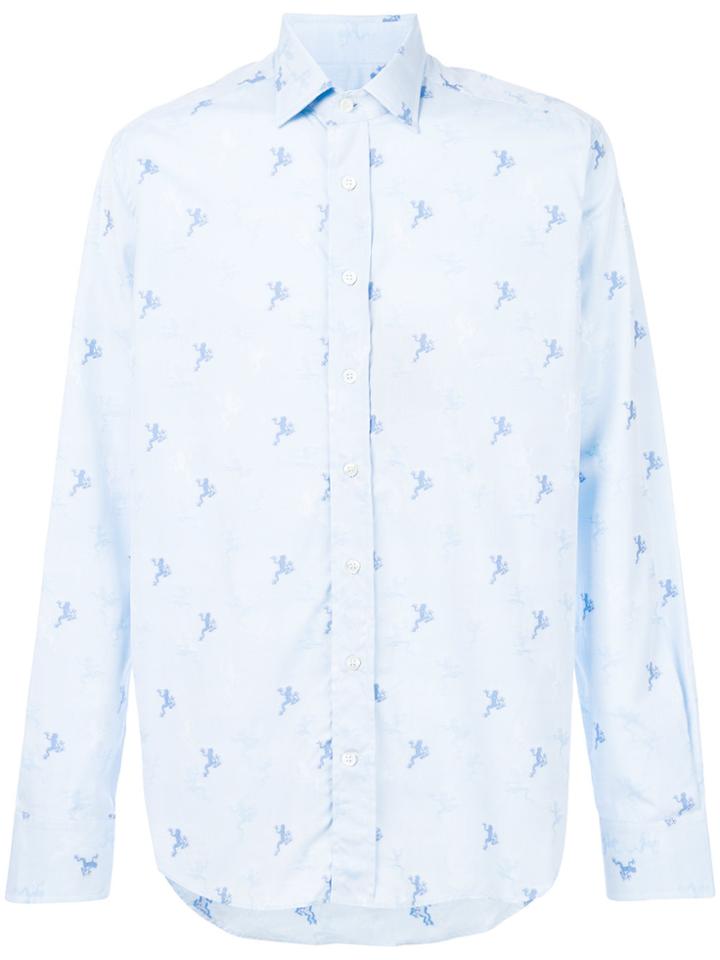 Etro Tonal Frog-print Shirt - Blue