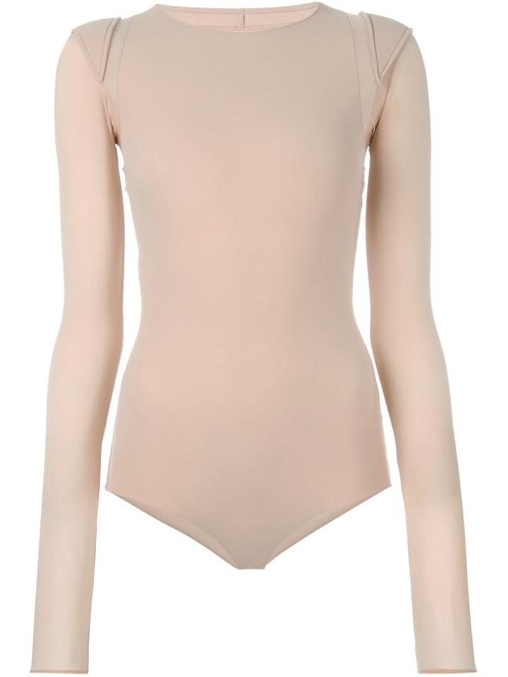 Maison Margiela Padded Shoulder Bodysuit, Women's, Size: 40, Nude/neutrals, Polyamide/spandex/elastane
