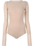 Maison Margiela Padded Shoulder Bodysuit, Women's, Size: 40, Nude/neutrals, Polyamide/spandex/elastane