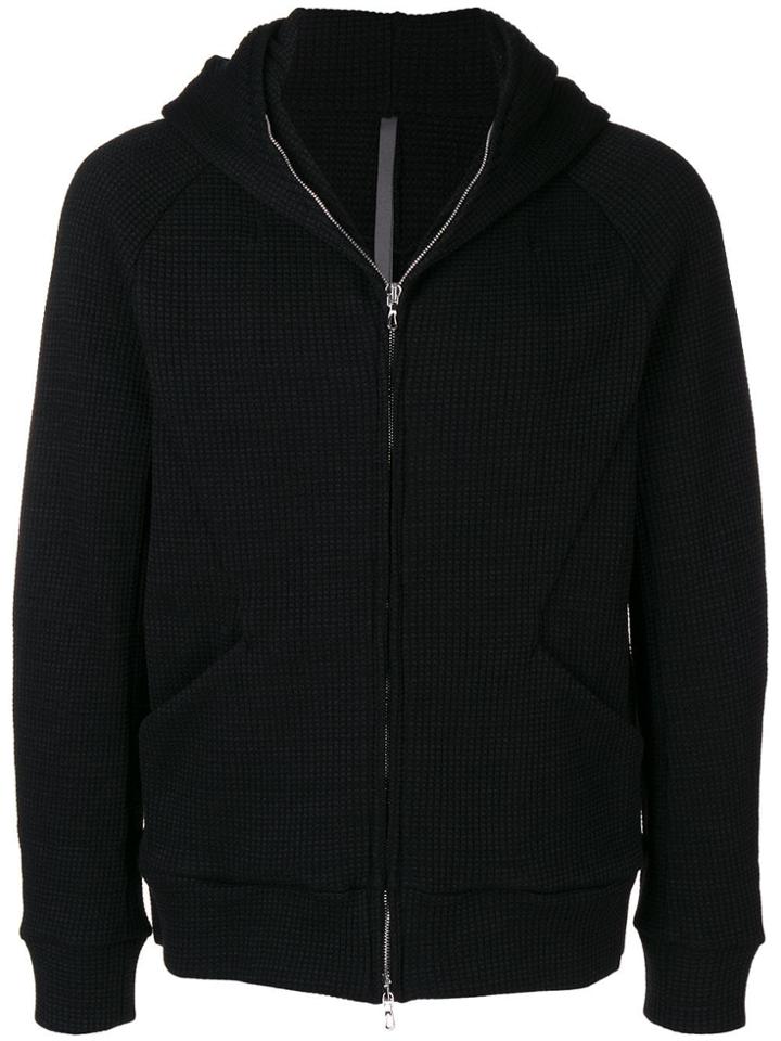 Attachment Textured Zip Hoodie - Black