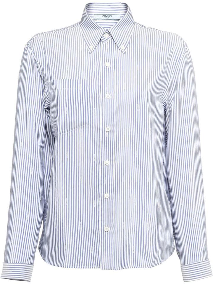 Prada Striped Pongé Blouse - Blue