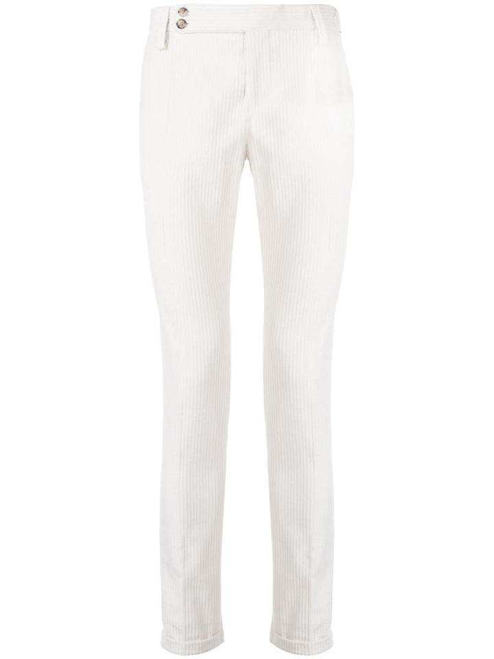 Entre Amis Slim Fit Corduroy Trousers - White