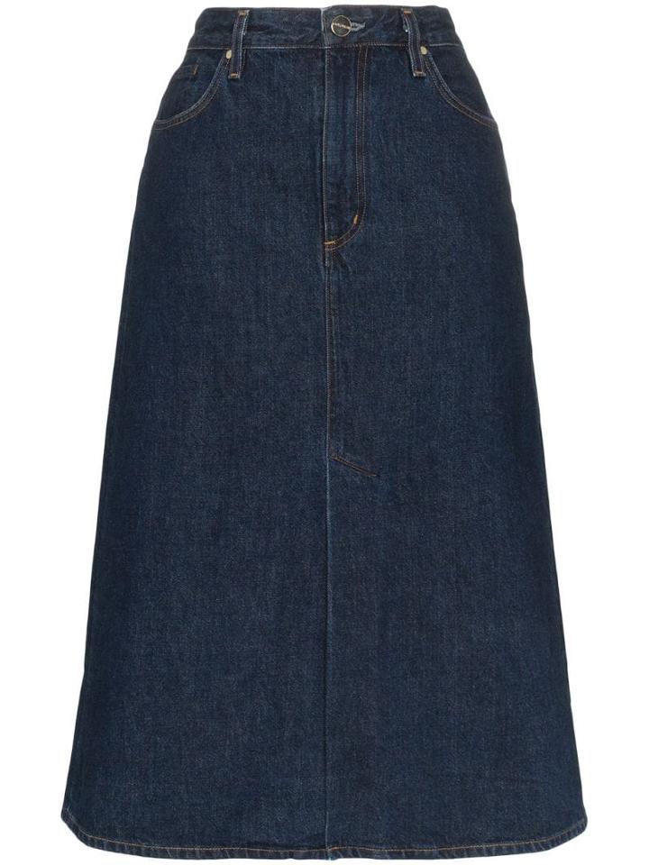 Goldsign A-line Denim Midi Skirt - Blue