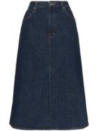 Goldsign A-line Denim Midi Skirt - Blue