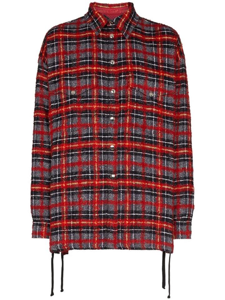 Faith Connexion Lace-up Detail Plaid Shirt - Red