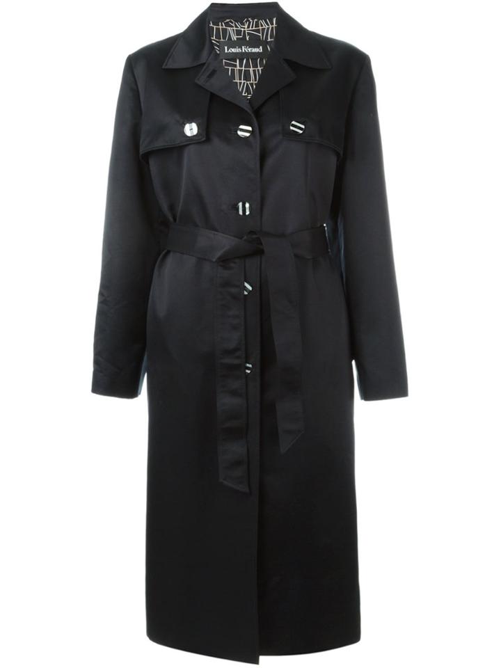 Louis Feraud Vintage Long Trench Coat - Black