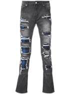 God's Masterful Children Strati Plaid Panel Distressed Jeans - Grey