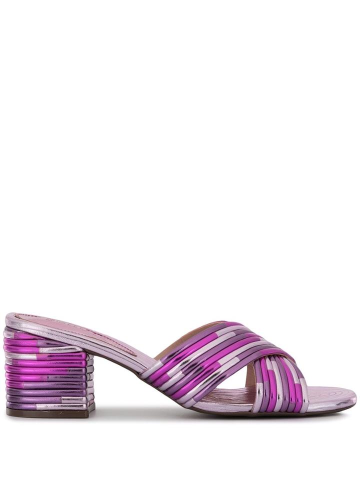 Schutz Criss-cross Strap Metallic Sandals - Purple